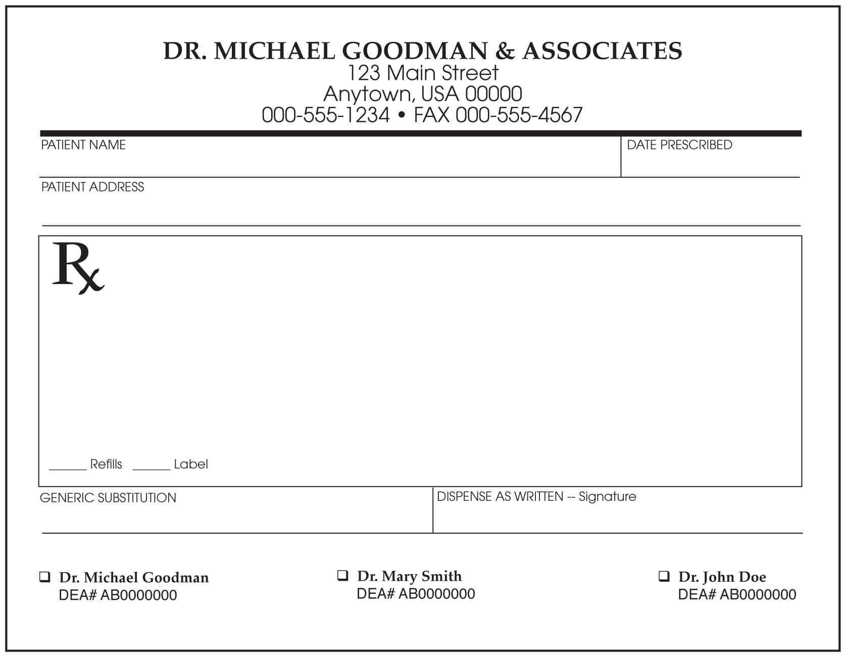 14+ Prescription Templates - Doctor - Pharmacy - Medical Inside Blank Prescription Form Template