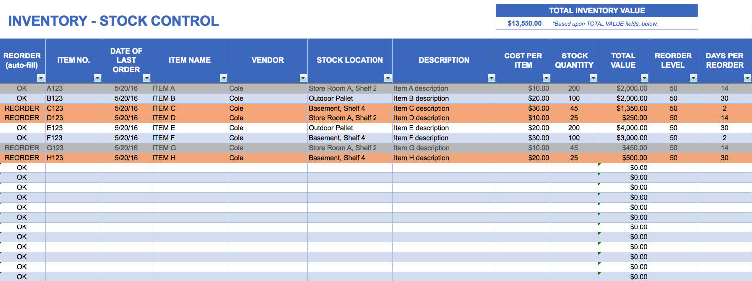 15+ Samples Of Inventory Templates In Word, Excel And Pdf With Stock Report Template Excel