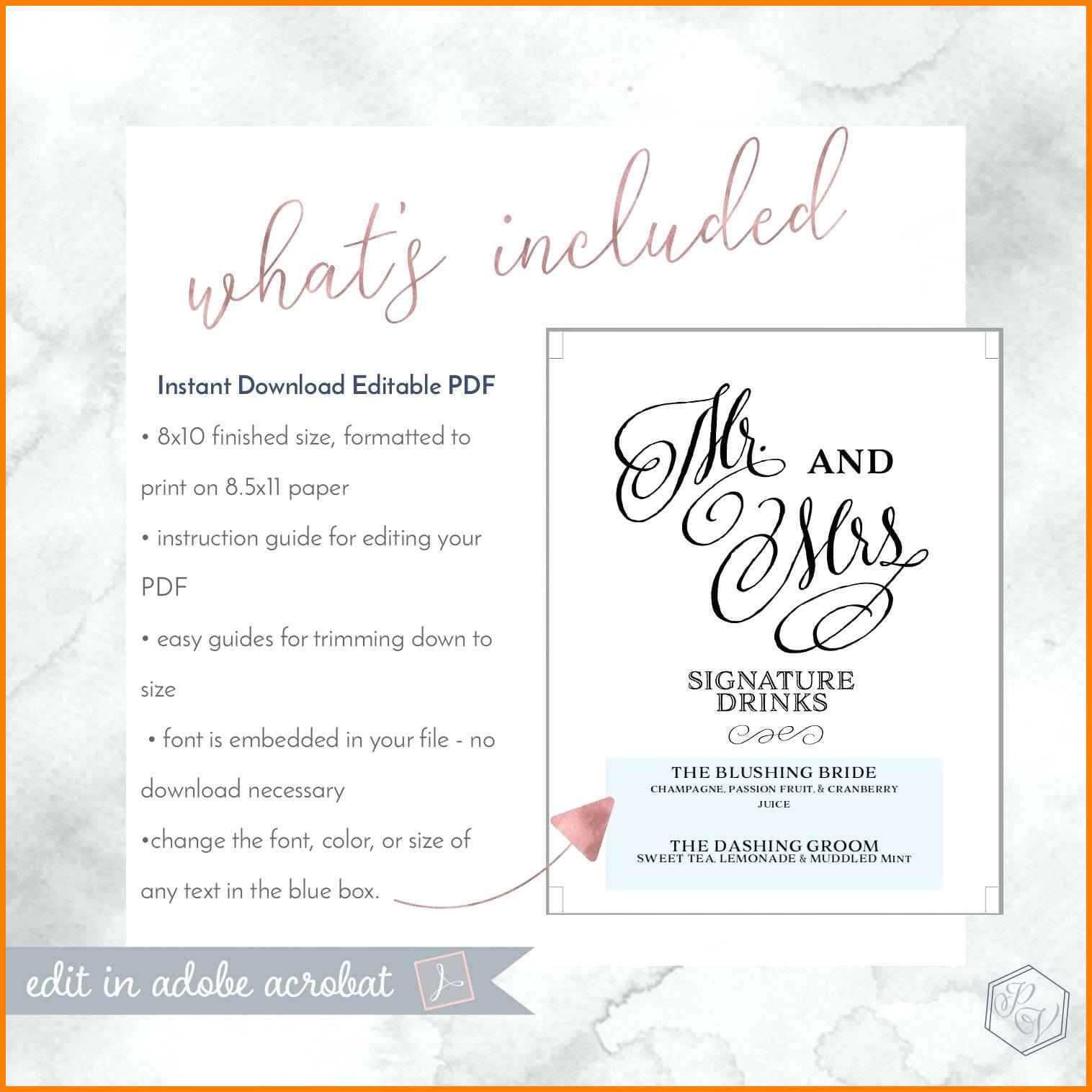 15+ Wedding Menu Templates Free Microsoft Word – Guatemalago Throughout Cocktail Menu Template Word Free