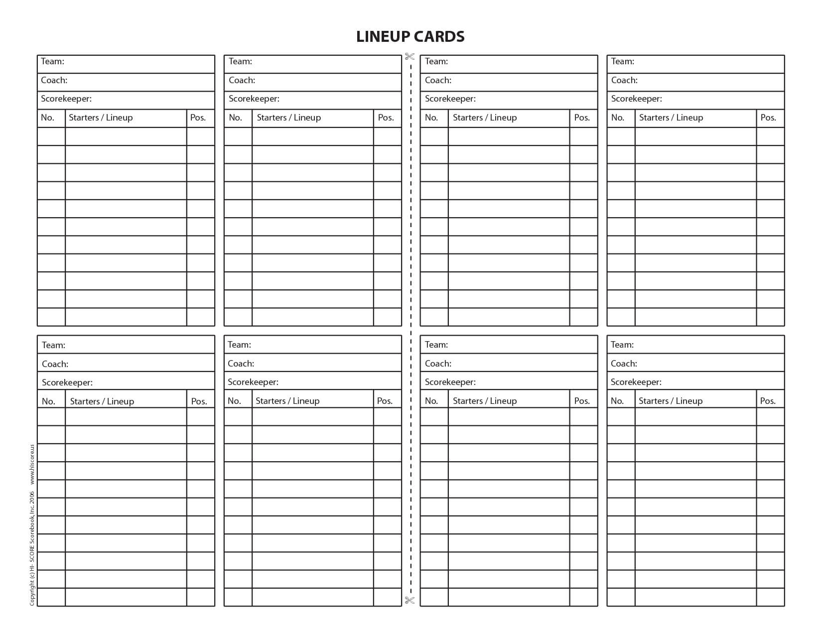 18 Useful Baseball Lineup Cards | Kittybabylove With Softball Lineup Card Template