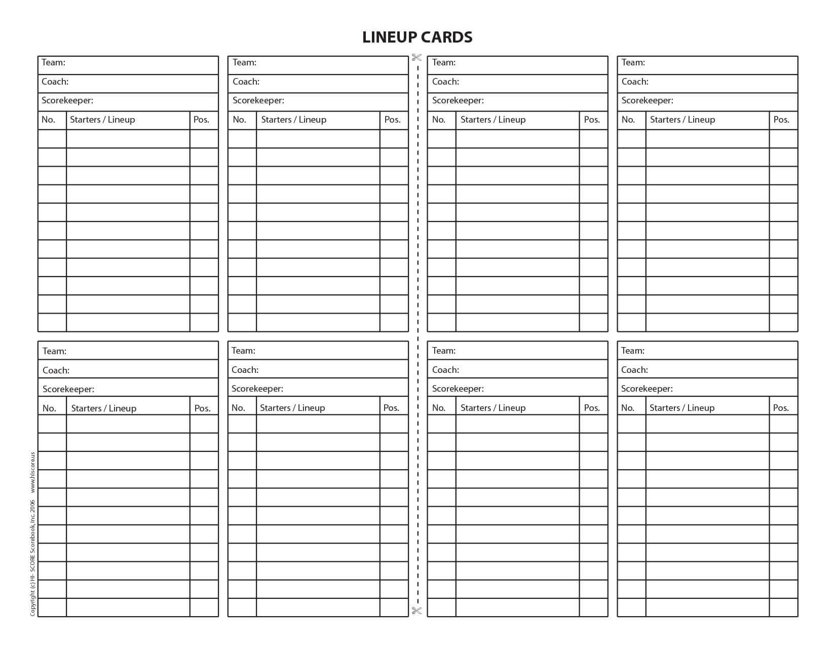 18 Useful Baseball Lineup Cards | Kittybabylove with Softball Lineup Card Template