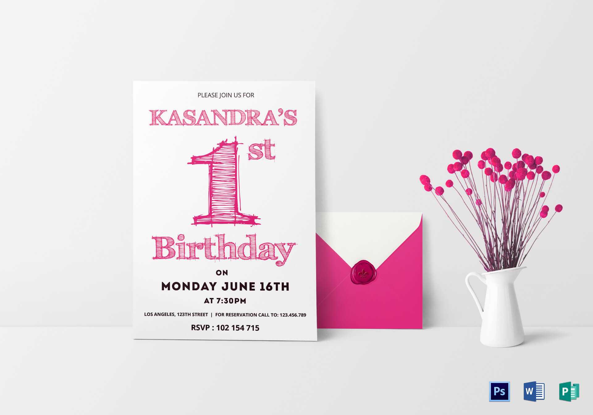 1St Birthday Party Invitation Card Template Intended For Birthday Card Publisher Template