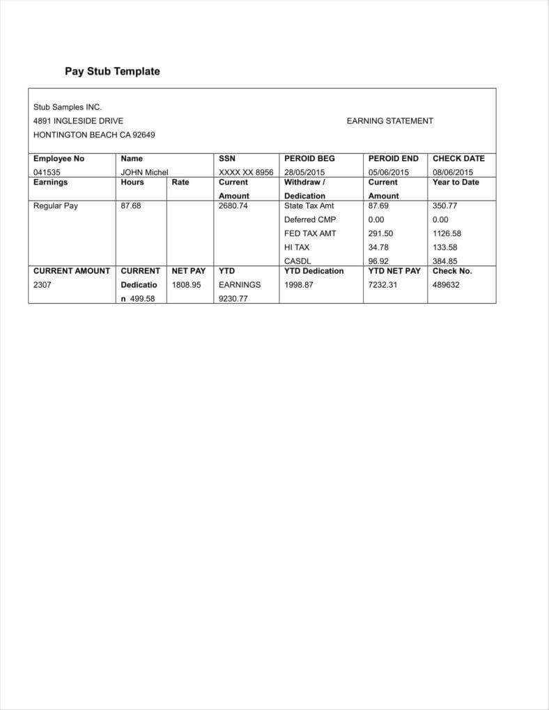 20+ Free Pay Stub Templates – Free Pdf, Doc, Xls Format Throughout Blank Pay Stub Template Word