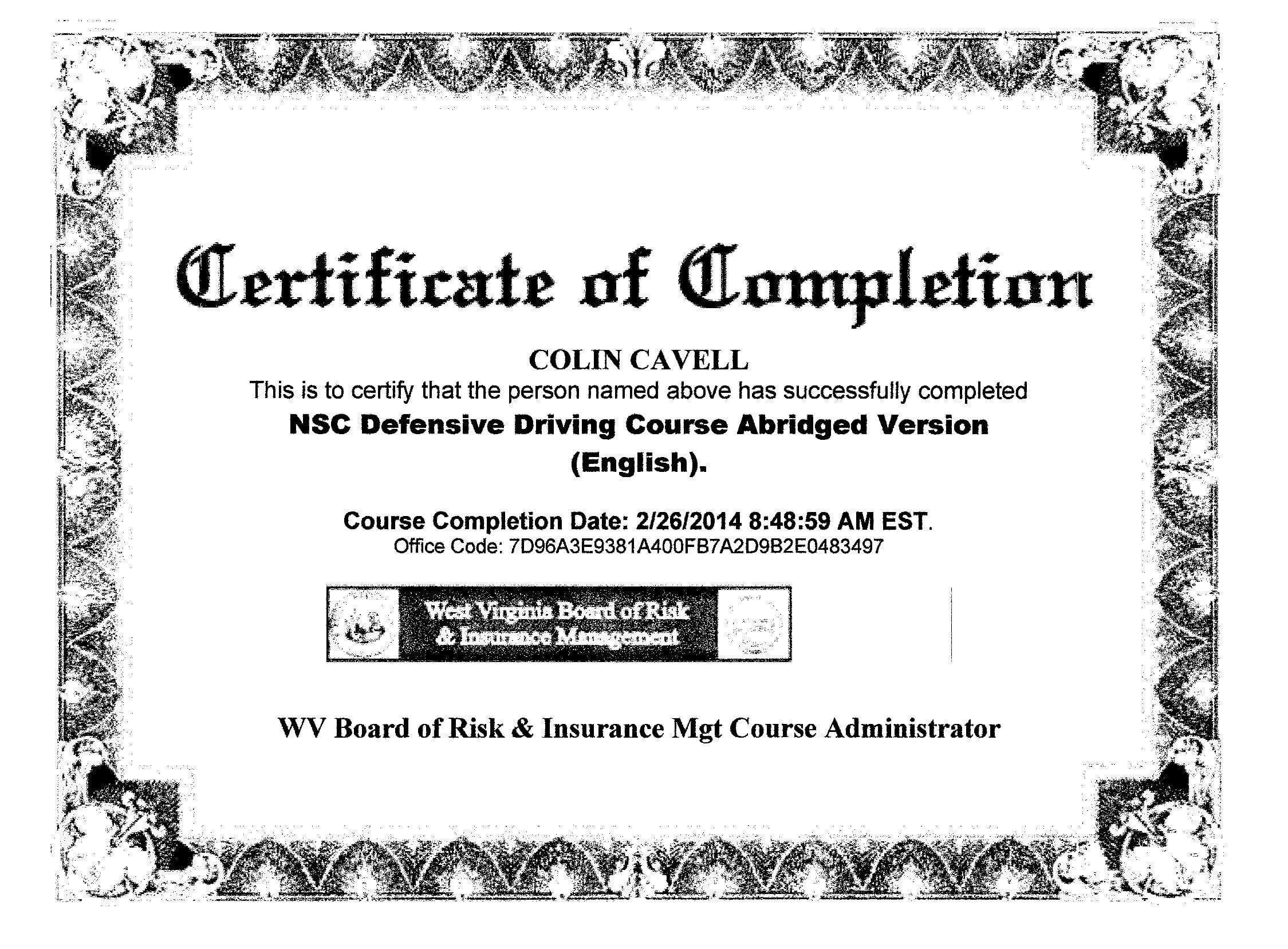 20 Images Of National Safety Council Dui Certificate With Regard To Safe Driving Certificate Template