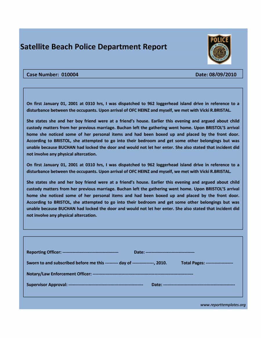 20+ Police Report Template & Examples [Fake / Real] ᐅ With Regard To Fault Report Template Word