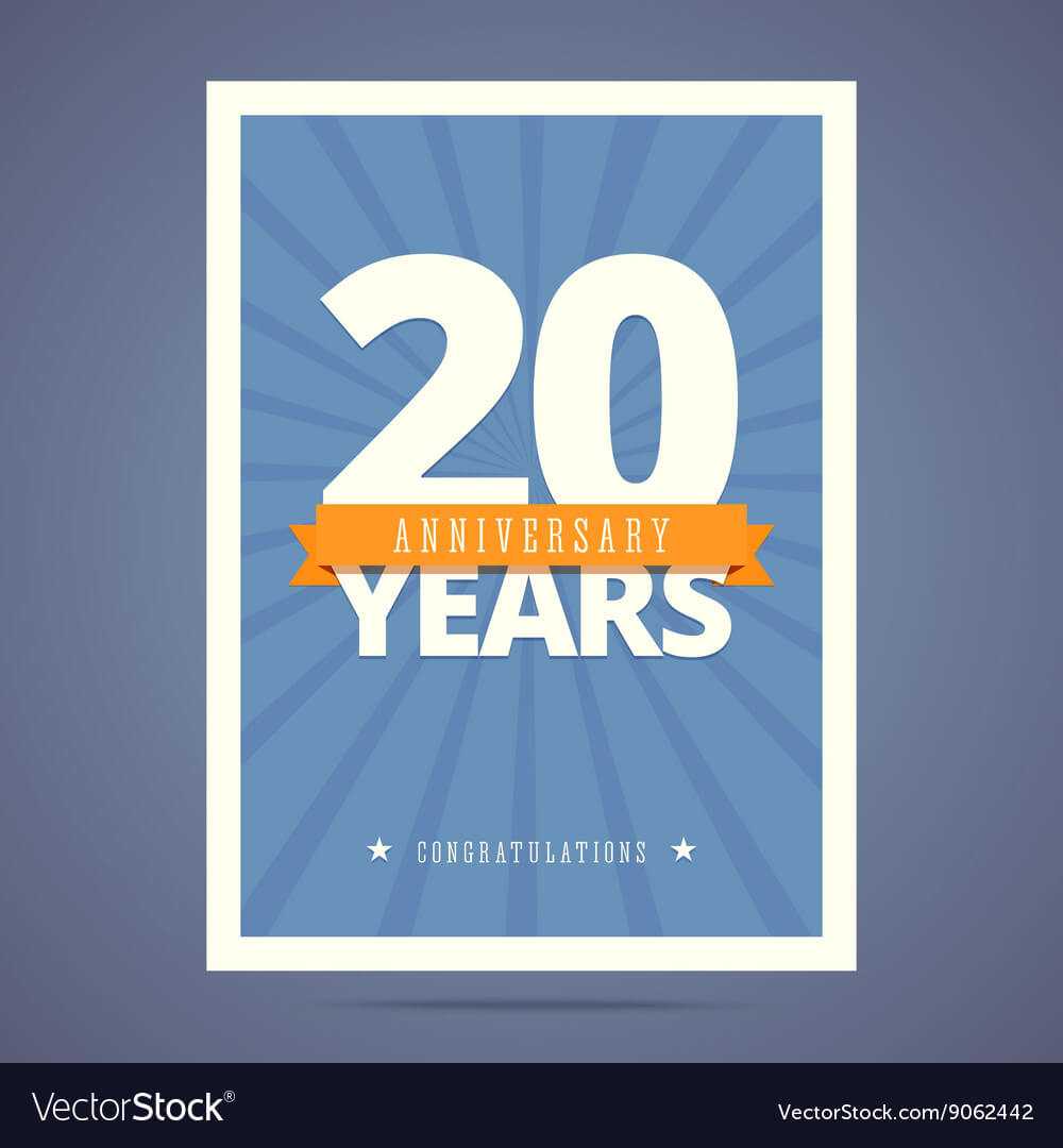 20 Year Anniversary Card Poster Template Intended For Template For Anniversary Card