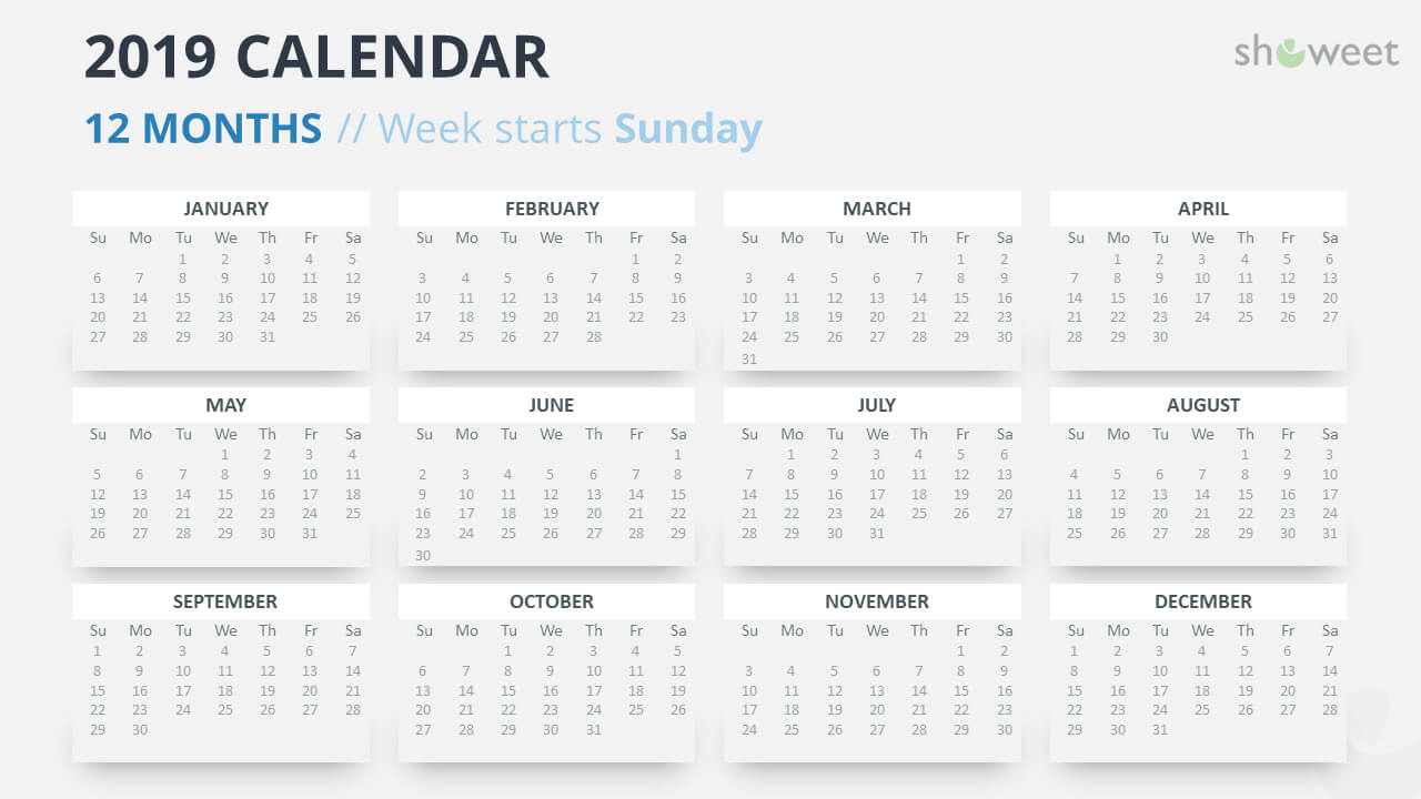 2019 Calendar Powerpoint Templates Pertaining To Powerpoint Calendar Template 2015