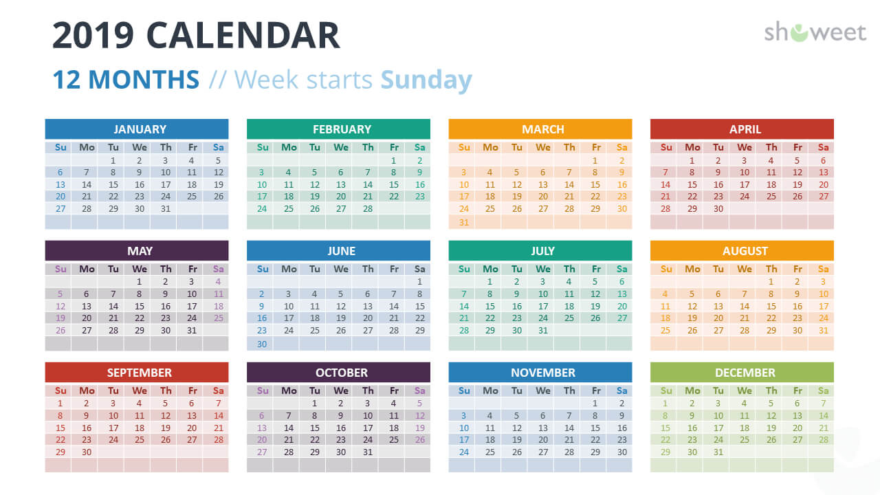 2019 Calendar Powerpoint Templates Within Microsoft Powerpoint Calendar Template