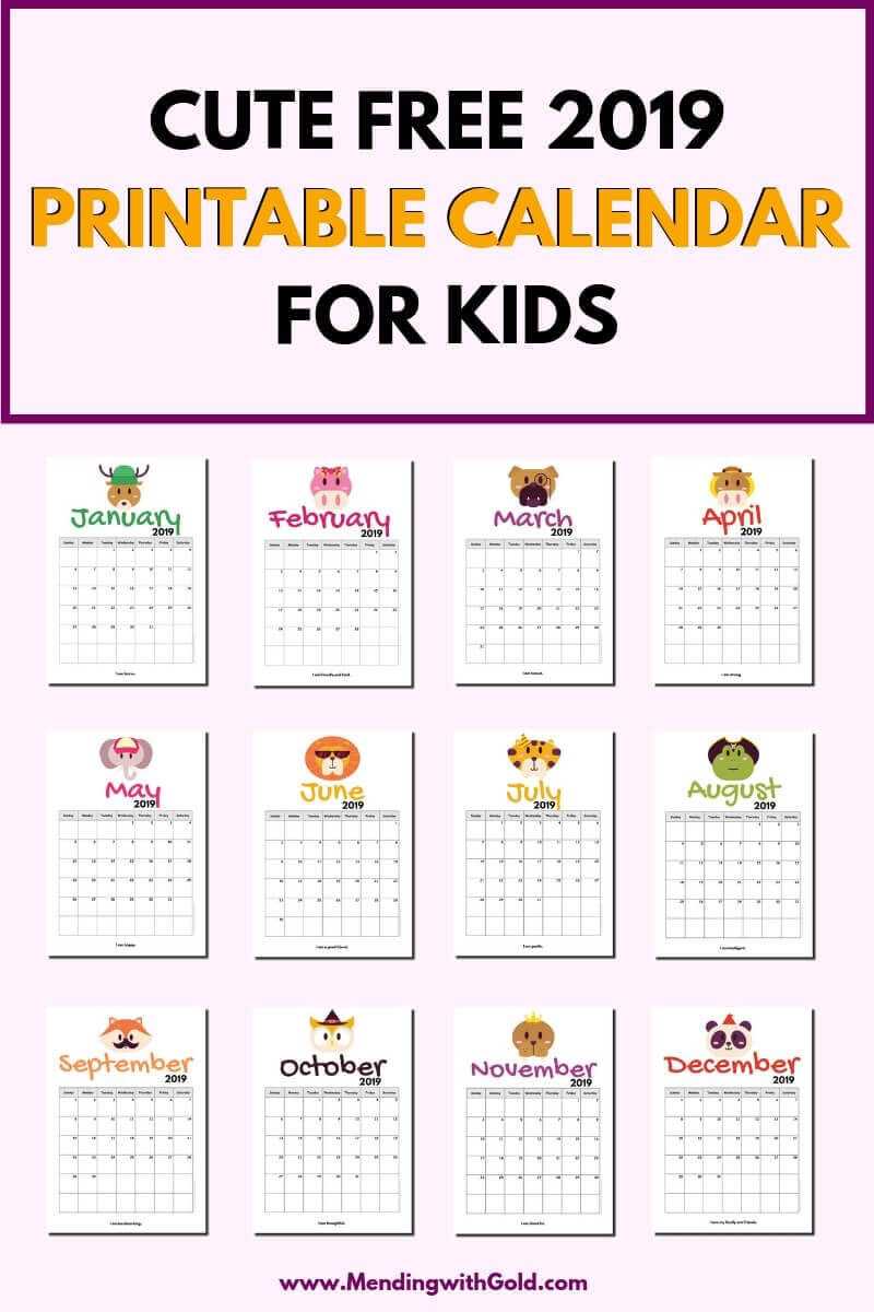 2019 Free Printable Calendar For Kids ('cause Children Love Throughout Blank Calendar Template For Kids