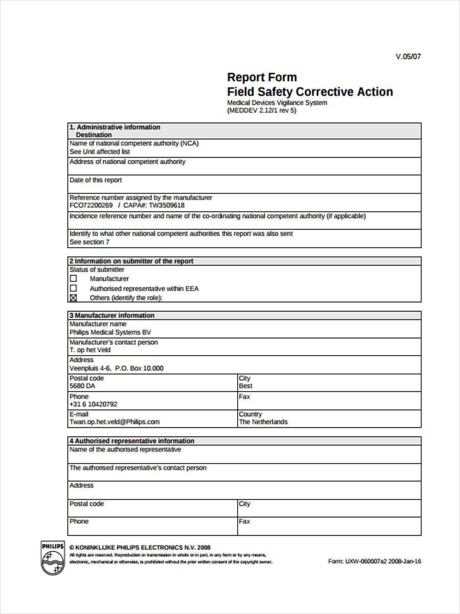 22 Corrective Action Form Example Within Corrective Action Report Template