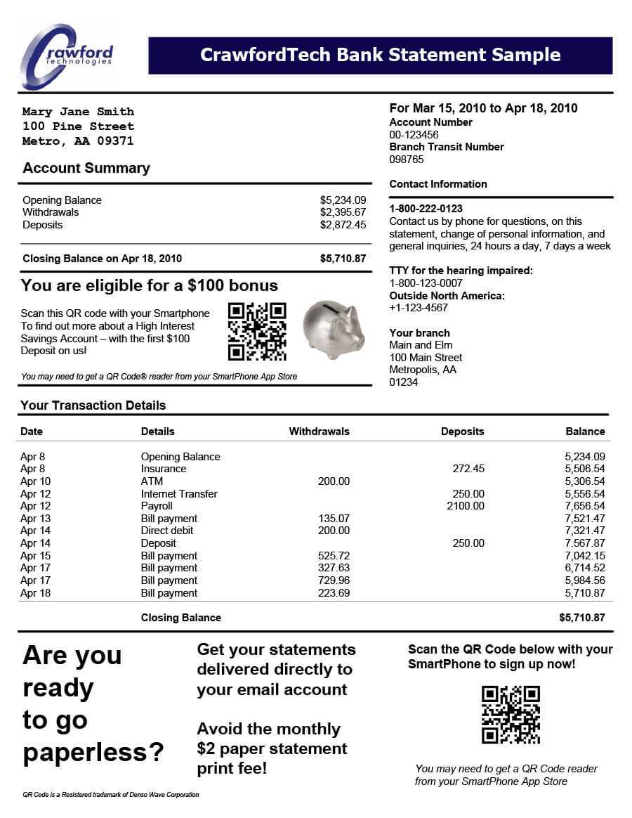 23 Editable Bank Statement Templates [Free] ᐅ Template Lab With Blank Bank Statement Template Download