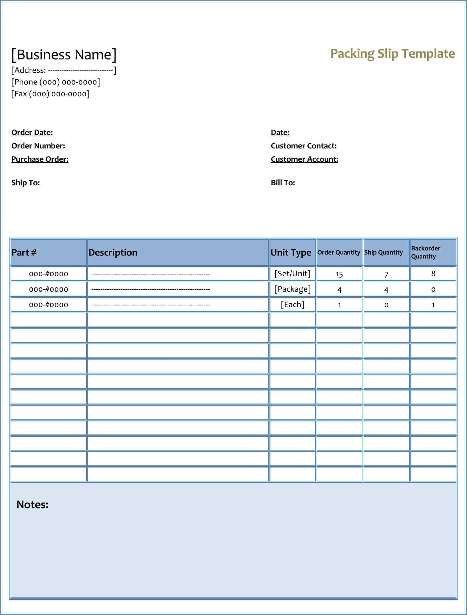 25+ Free Shipping & Packing Slip Templates (For Word & Excel) Regarding Blank Packing List Template