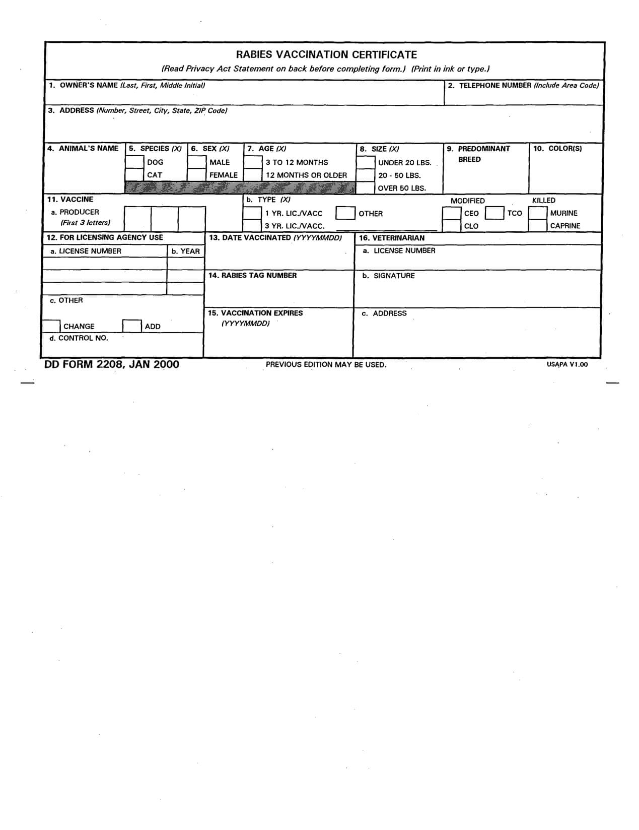 25 Images Of Rabies Vaccination Certificate Template With Regard To Rabies Vaccine Certificate Template