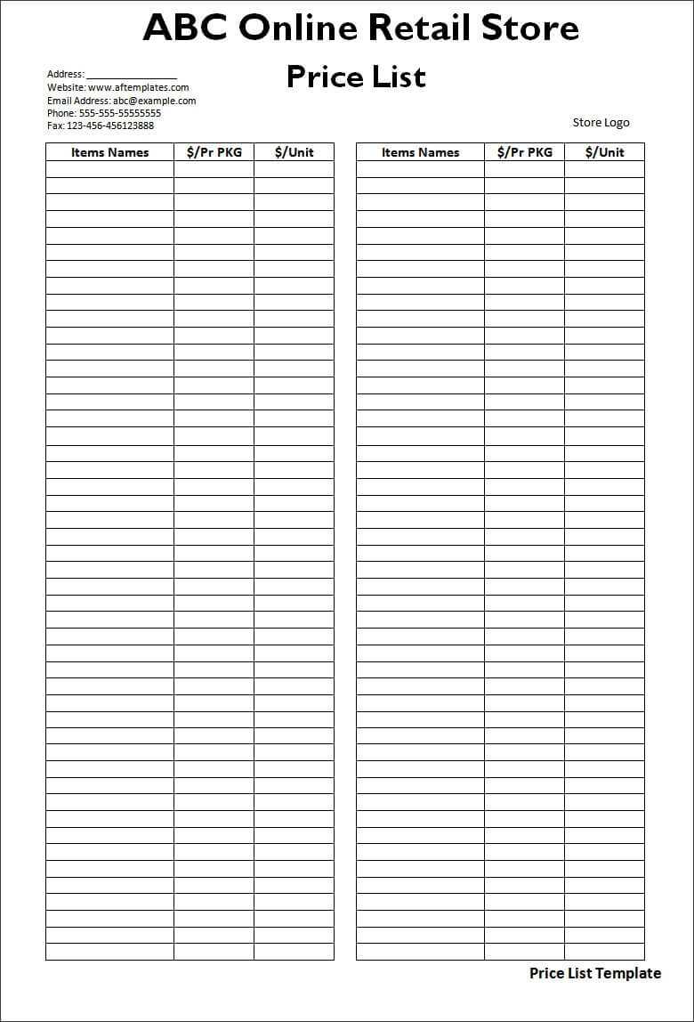 25+ Price List Templates – Doc, Pdf, Excel, Psd | Free In Rate Card Template Word