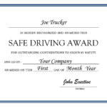 27 Images Of Driver Of The Month Certificate Template Within Safe Driving Certificate Template