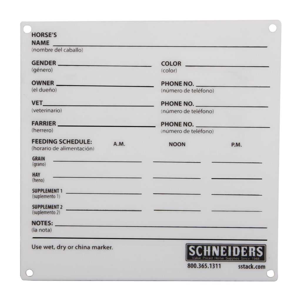 Horse Stall Card Template