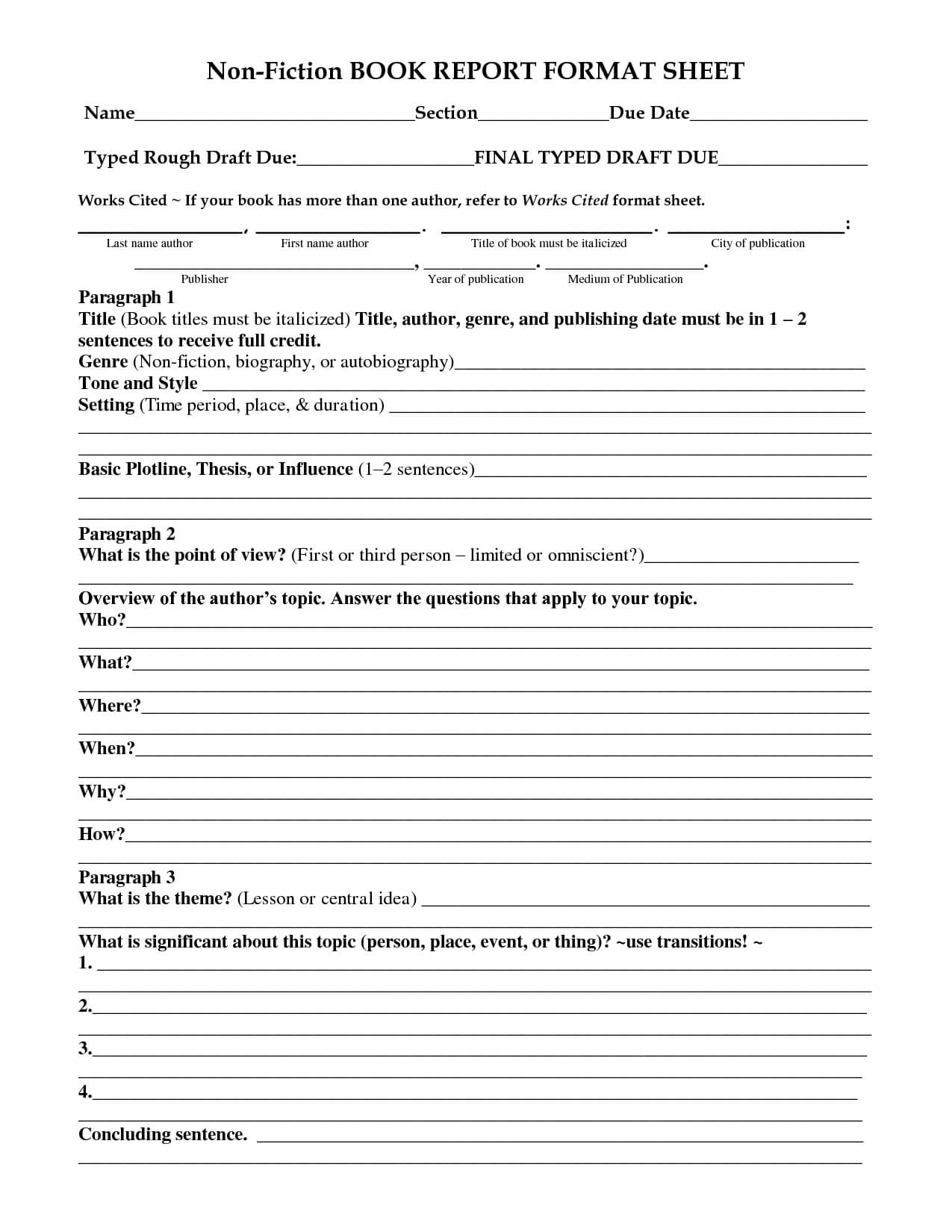 28 Images Of 5Th Grade Non Fiction Book Report Template Regarding Nonfiction Book Report Template