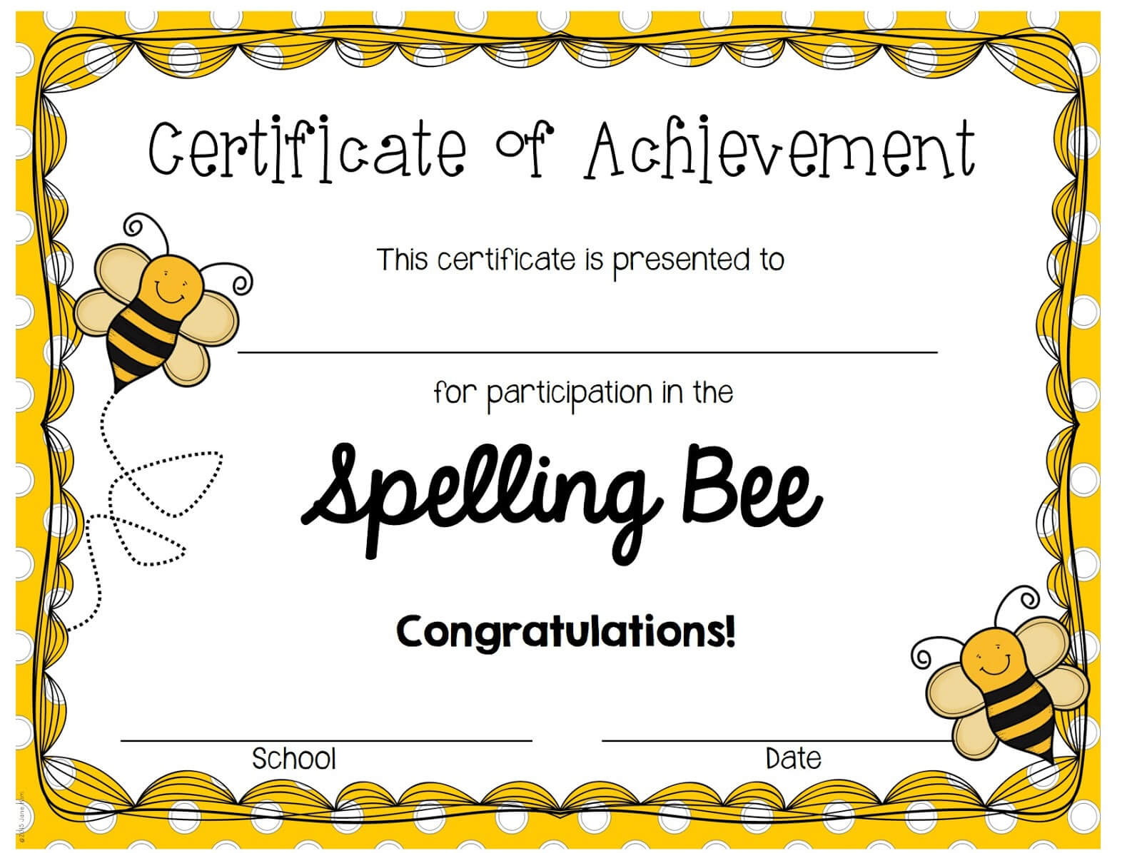 28 Images Of Spelling Certificate Template | Nategray With Spelling Bee Award Certificate Template