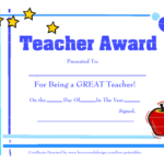 28 Images Of Teacher Appreciation Free Certificate Template With Regard To Best Teacher Certificate Templates Free