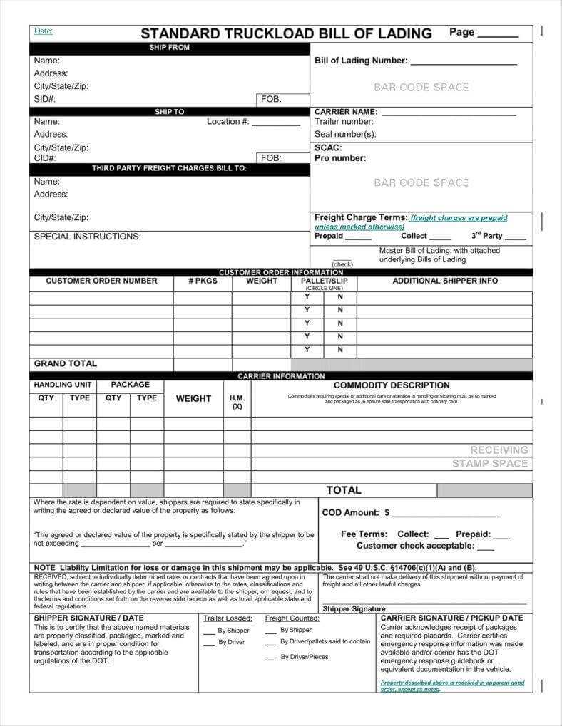 29+ Bill Of Lading Templates - Free Word, Pdf, Excel Format within Blank Bol Template 29+ Bill Of Lading Templates – Free Word, Pdf, Excel Format Within Blank Bol Template