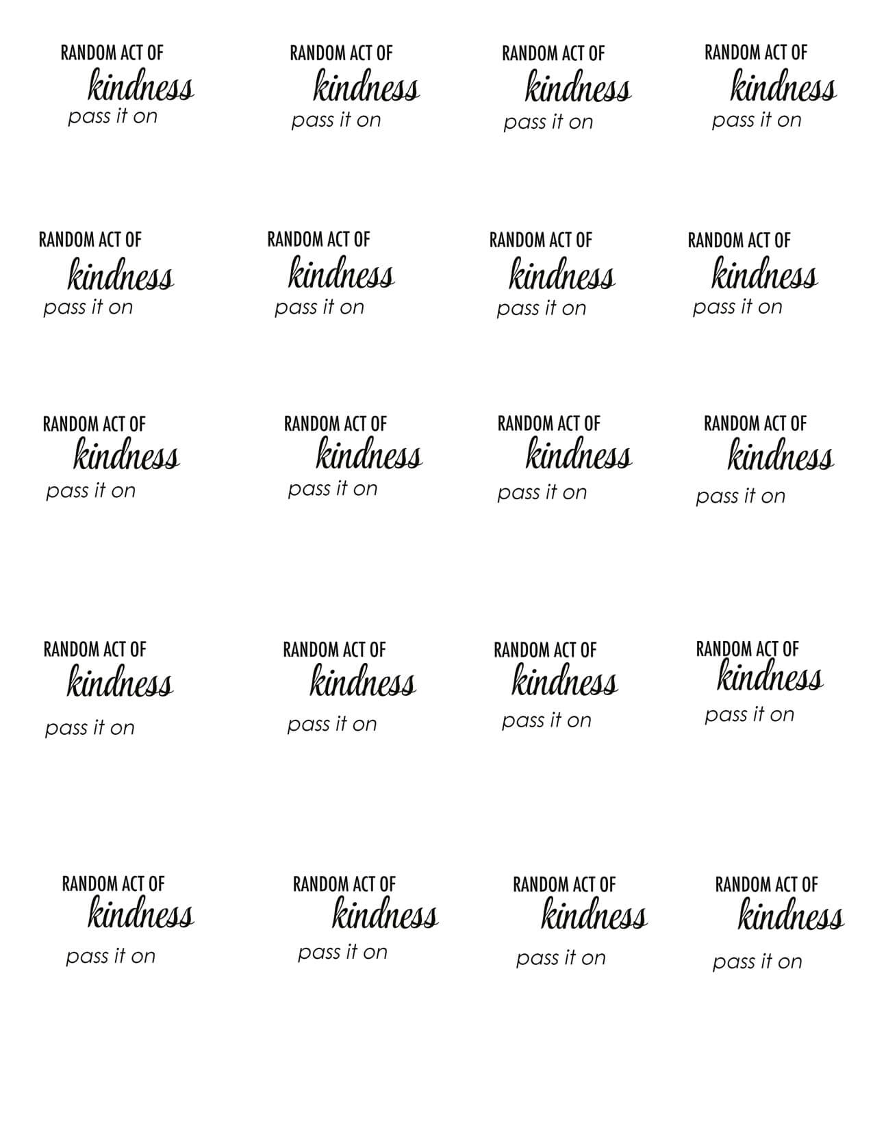 29 Images Of Acts Of Kindness Template | Unemeuf Intended For Random Acts Of Kindness Cards Templates