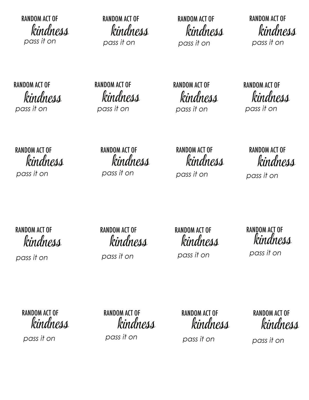 29 Images Of Acts Of Kindness Template | Unemeuf Intended For Random Acts Of Kindness Cards Templates