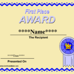 29 Images Of First Place Award Template | Linaca Within First Place Certificate Template