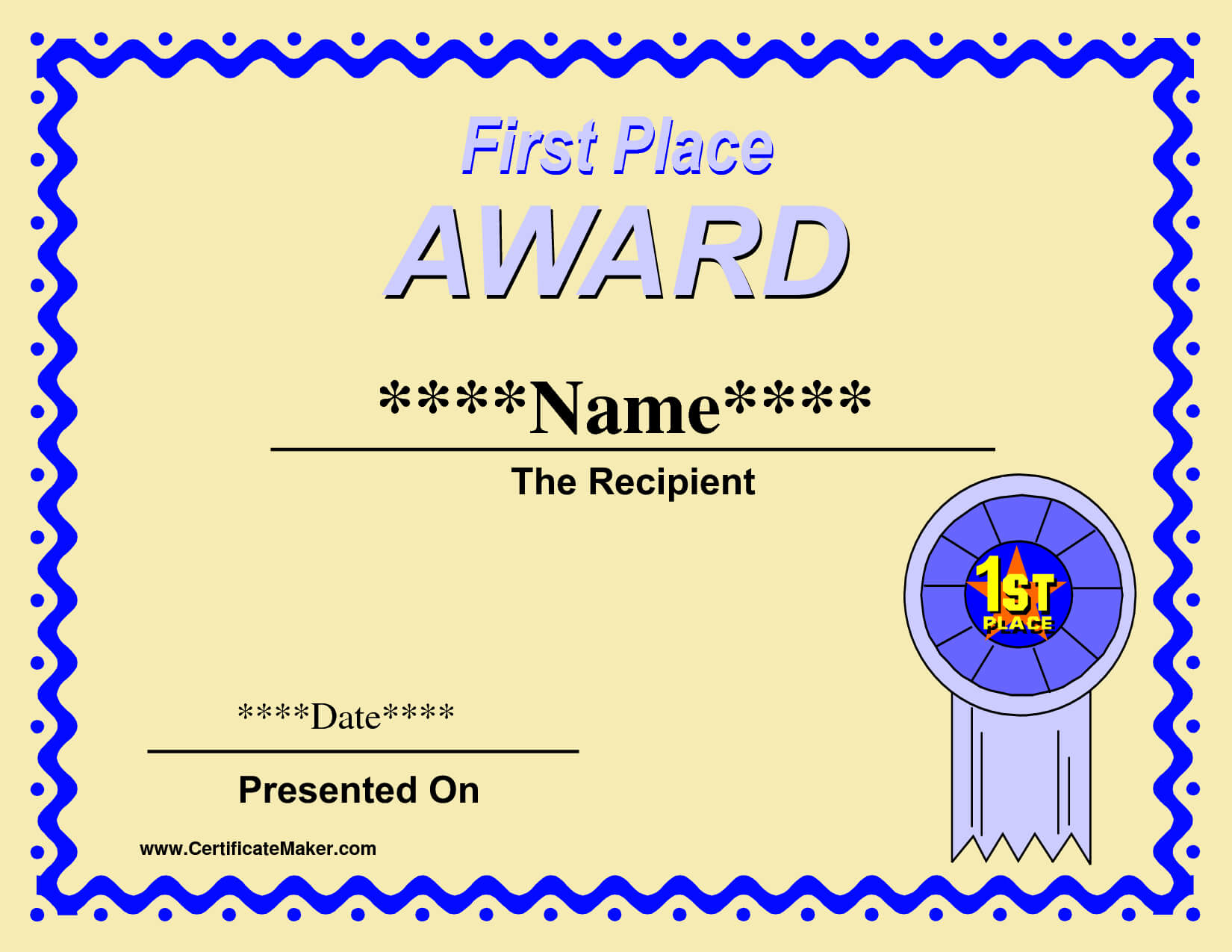29 Images Of First Place Award Template | Linaca Within First Place Certificate Template