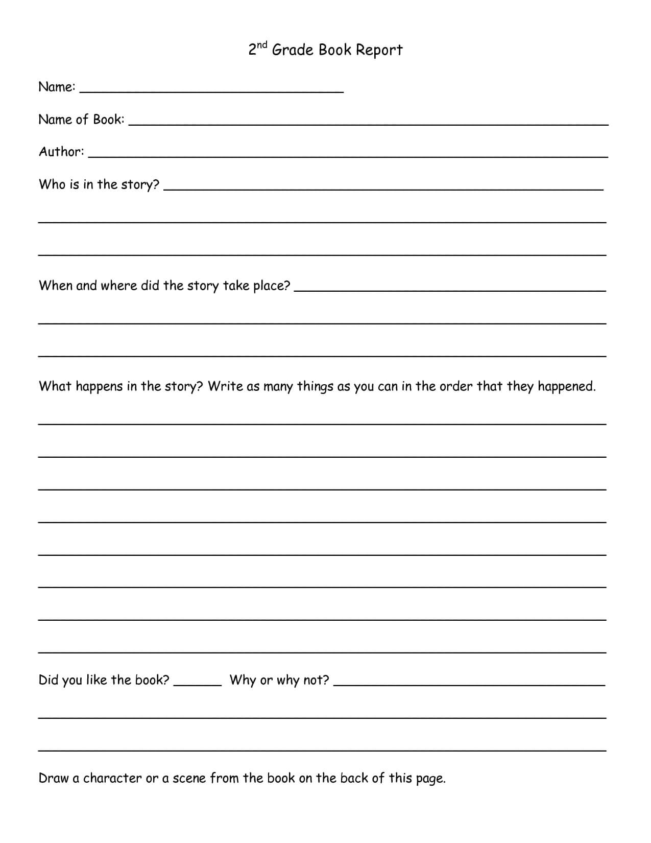 2Nd Grade Book Report Template - Google Search | 2Nd Grade for 2Nd Grade Book Report Template