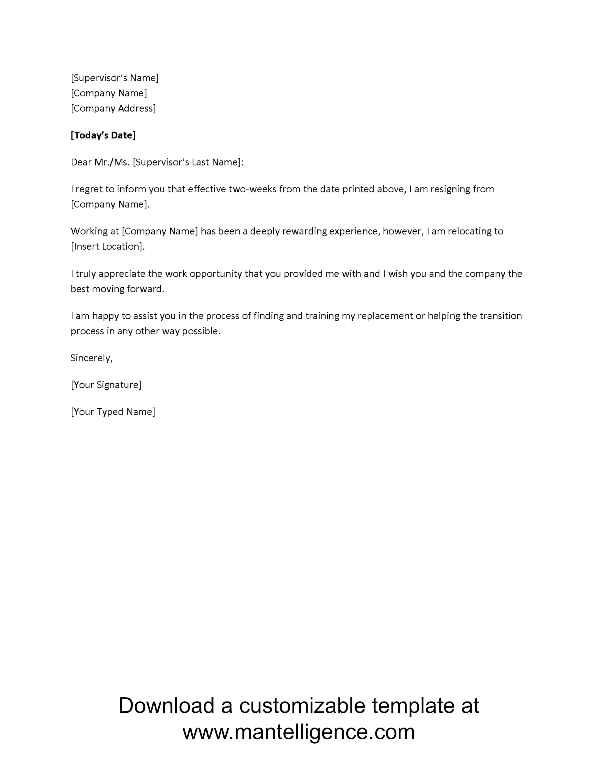 3 Highly Professional Two Weeks Notice Letter Templates regarding Two Week Notice Template Word