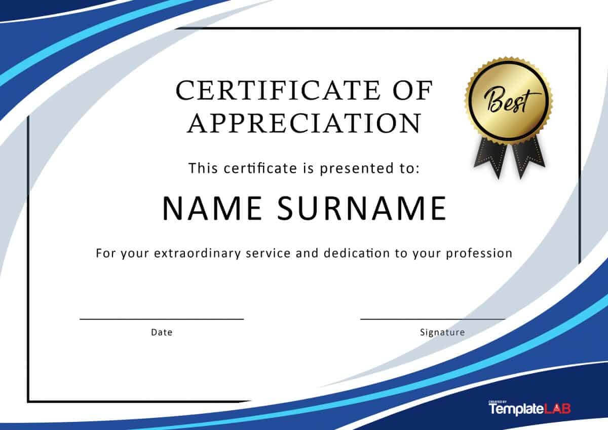 30 Free Certificate Of Appreciation Templates And Letters For Template For Certificate Of Appreciation In Microsoft Word