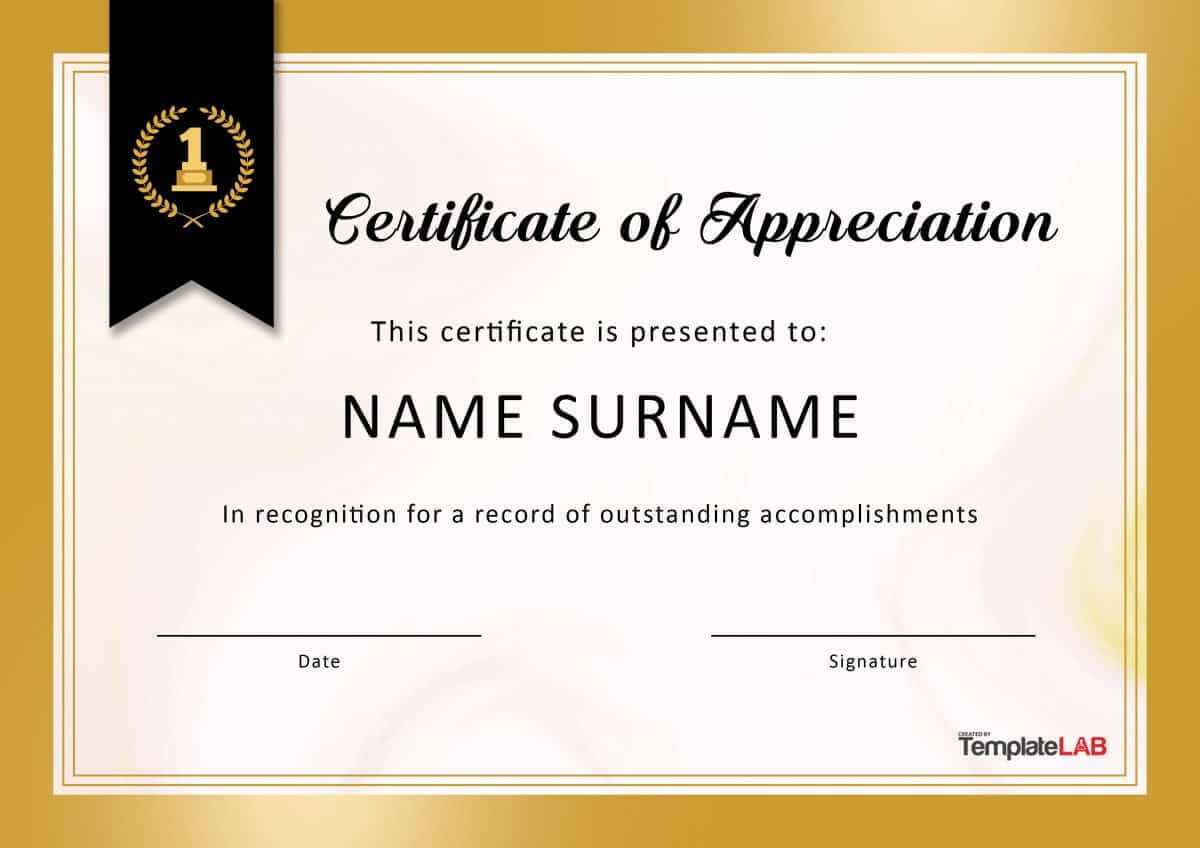 30 Free Certificate Of Appreciation Templates And Letters In Formal Certificate Of Appreciation Template