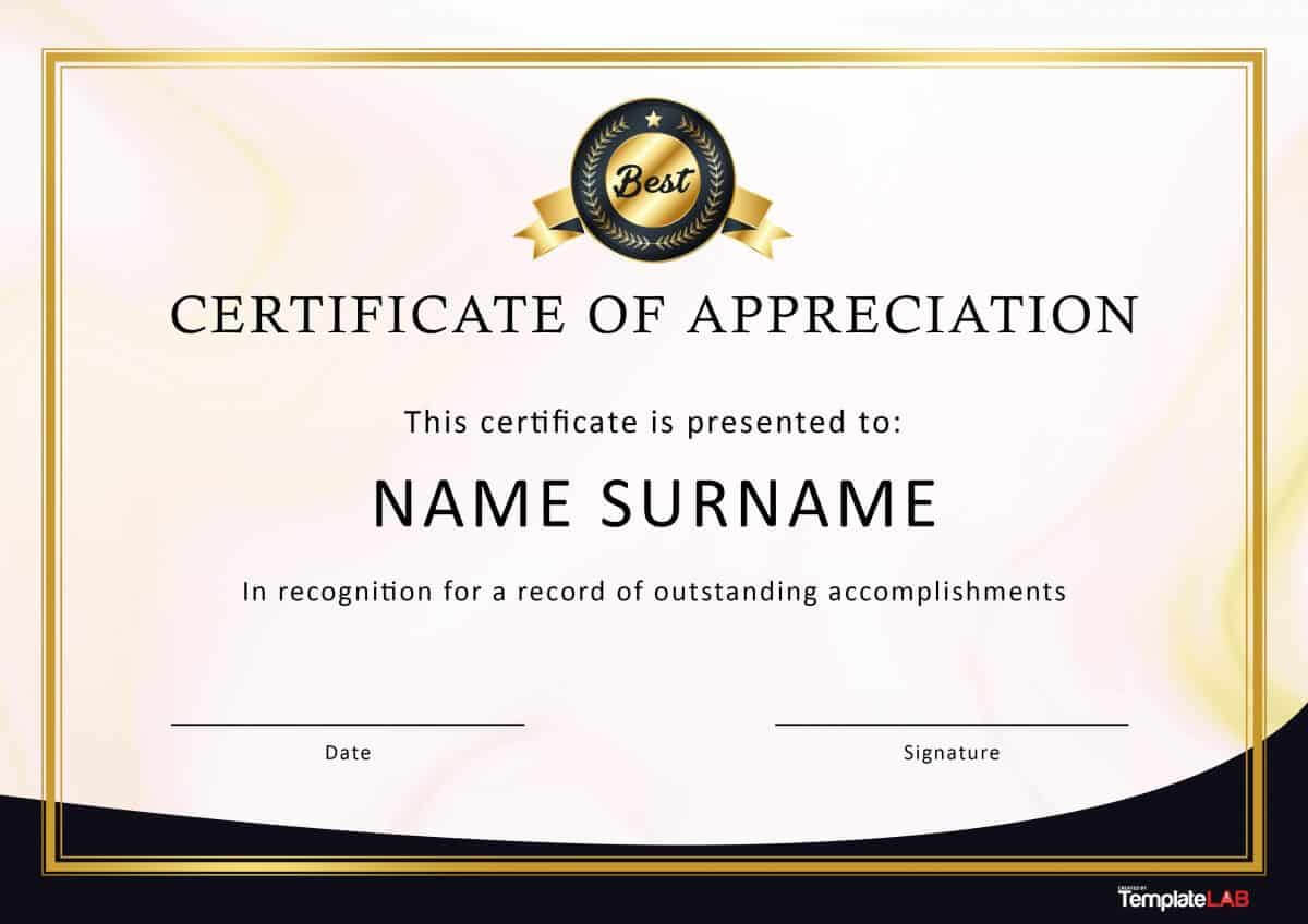 30 Free Certificate Of Appreciation Templates And Letters Inside Certificate Of Appreciation Template Free Printable