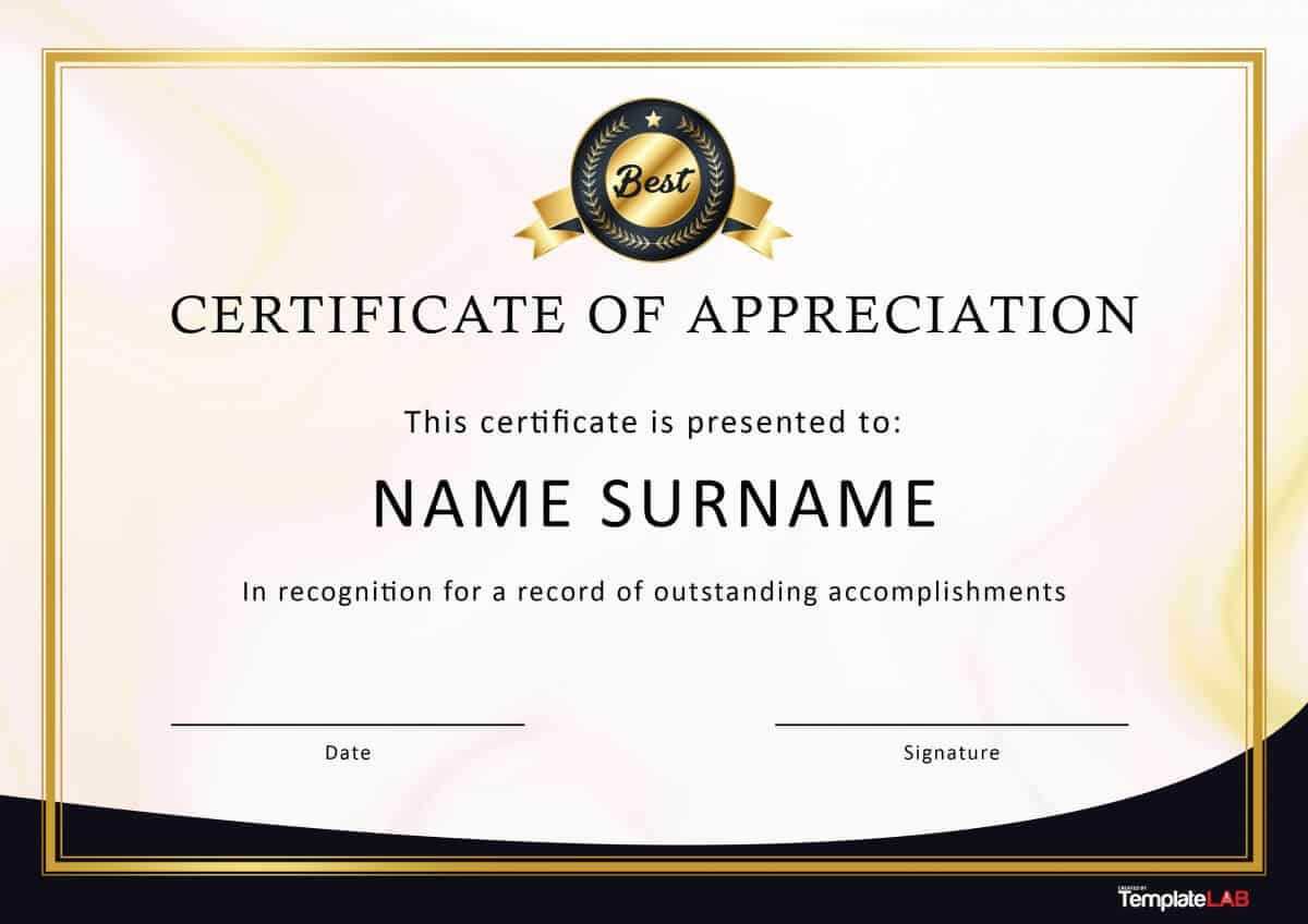 30 Free Certificate Of Appreciation Templates And Letters Inside Certificates Of Appreciation Template