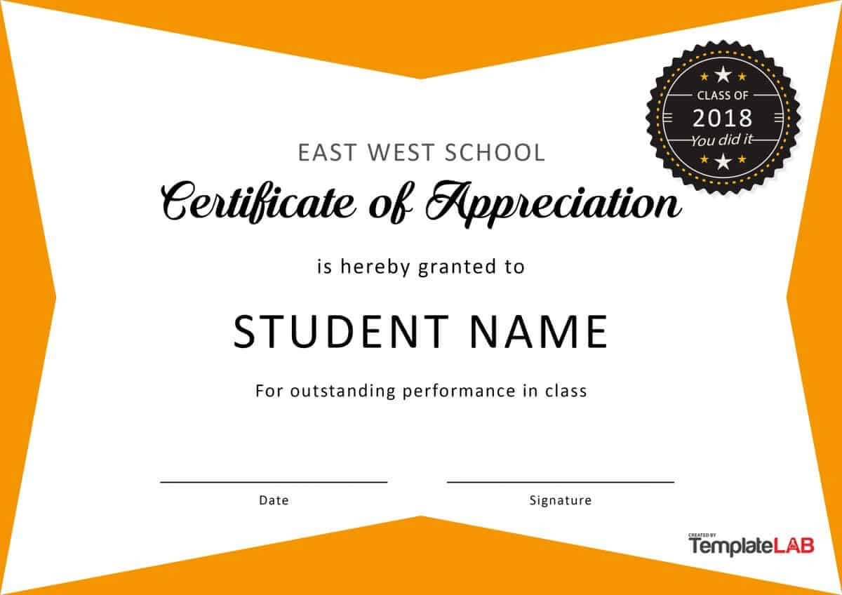 30 Free Certificate Of Appreciation Templates And Letters Inside Student Of The Year Award Certificate Templates