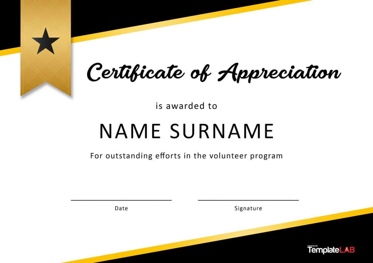 30 Free Certificate Of Appreciation Templates And Letters Inside Volunteer Certificate Template