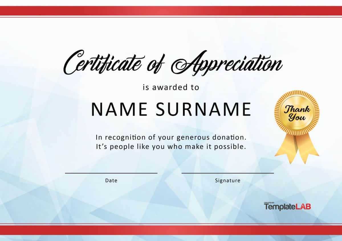 30 Free Certificate Of Appreciation Templates And Letters Intended For Thanks Certificate Template