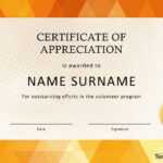 30 Free Certificate Of Appreciation Templates And Letters Regarding Volunteer Certificate Template