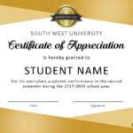 30 Free Certificate Of Appreciation Templates And Letters With Formal Certificate Of Appreciation Template