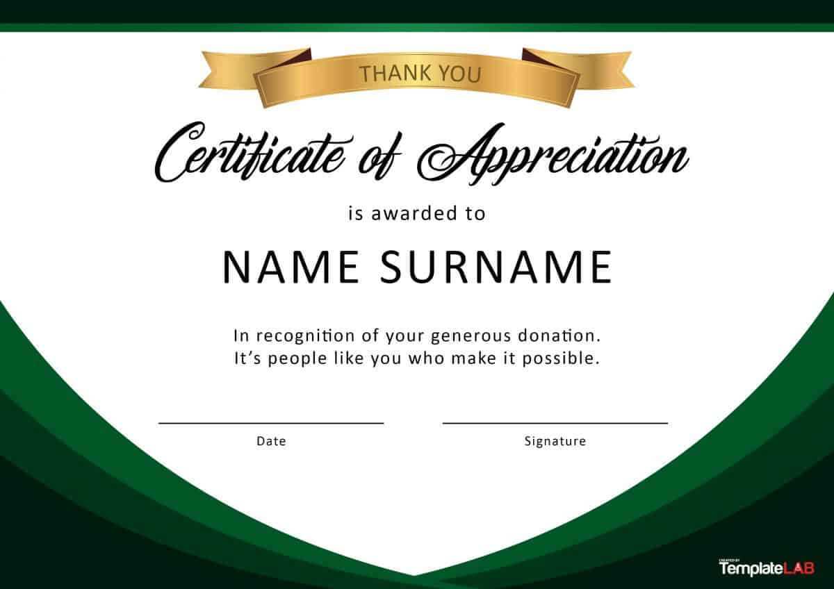 30 Free Certificate Of Appreciation Templates And Letters Within Certificate Of Appreciation Template Doc