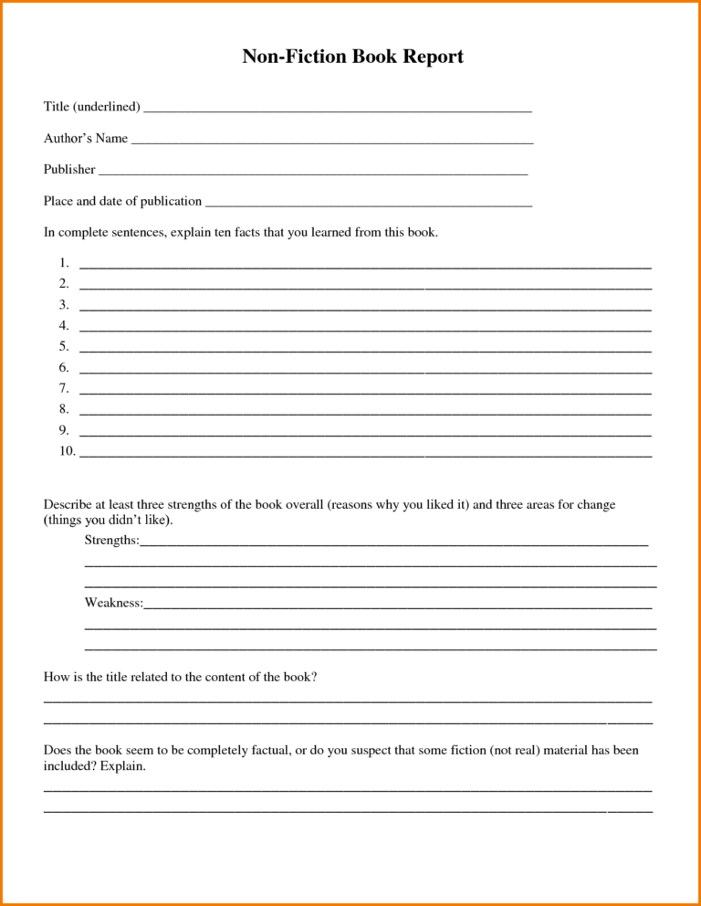 Nonfiction Book Report Template