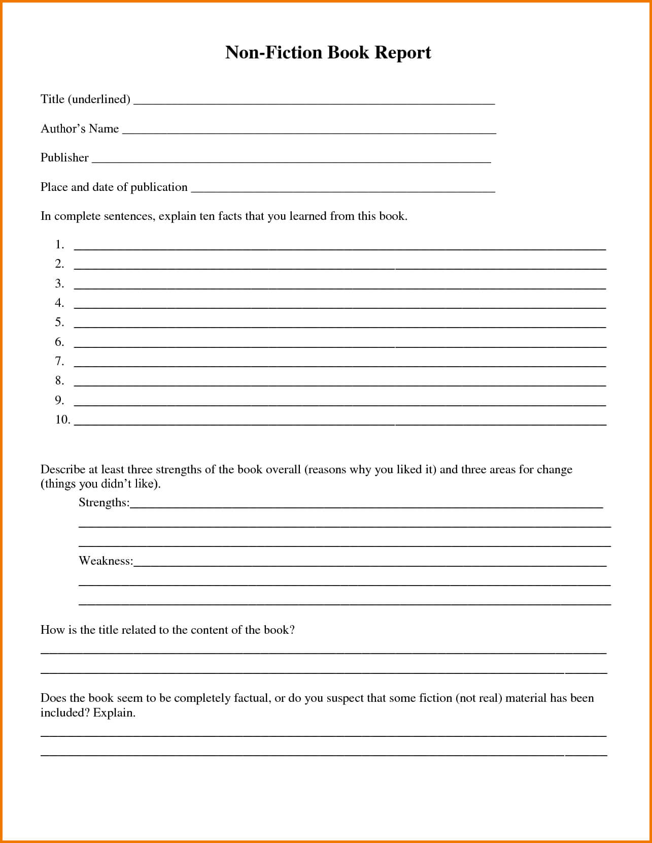30 Images Of Non Fiction Book Report Template 4Th Grade Regarding Nonfiction Book Report Template
