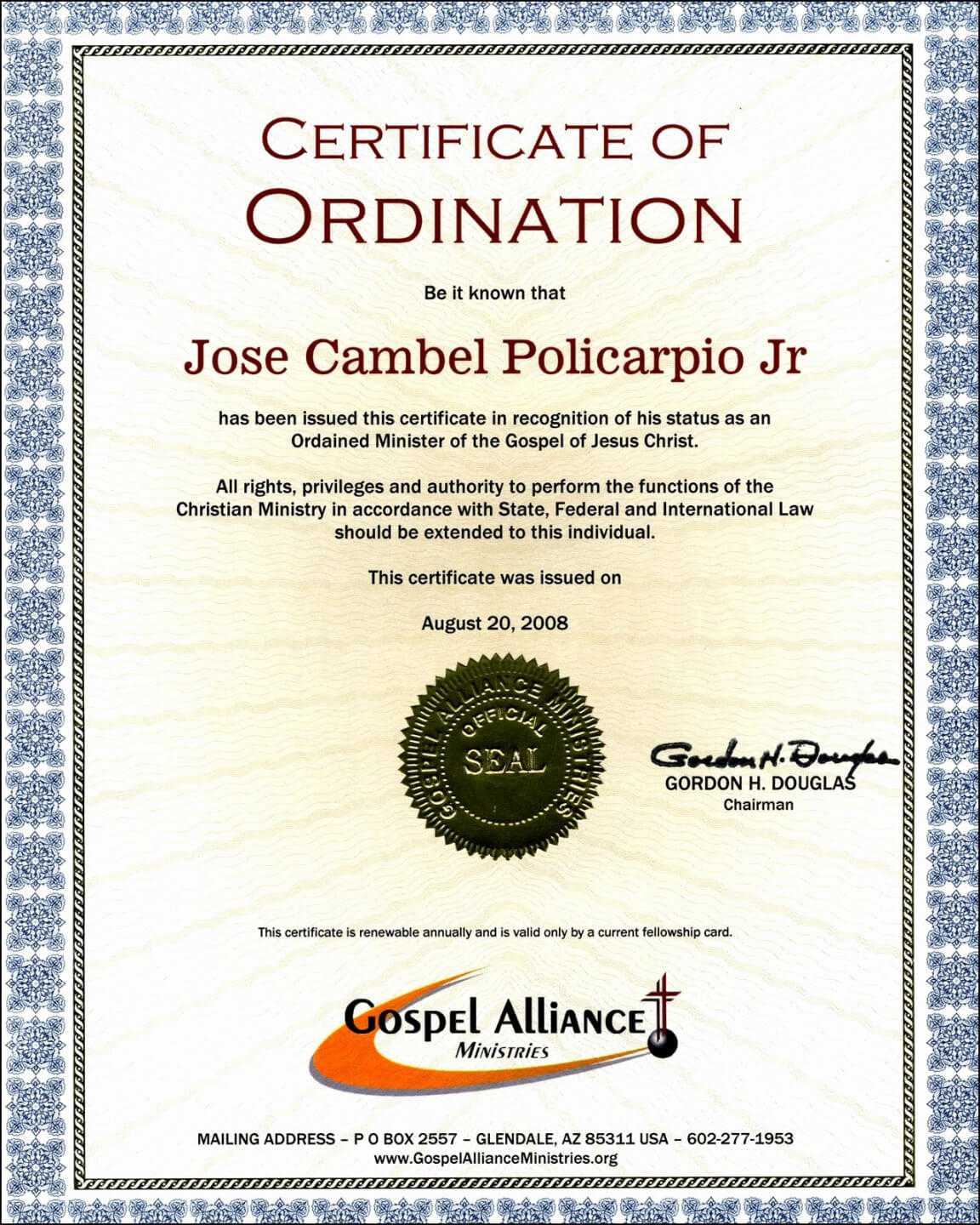 30 Luxury Ordained Minister Certificate Template Pictures In Ordination Certificate Templates