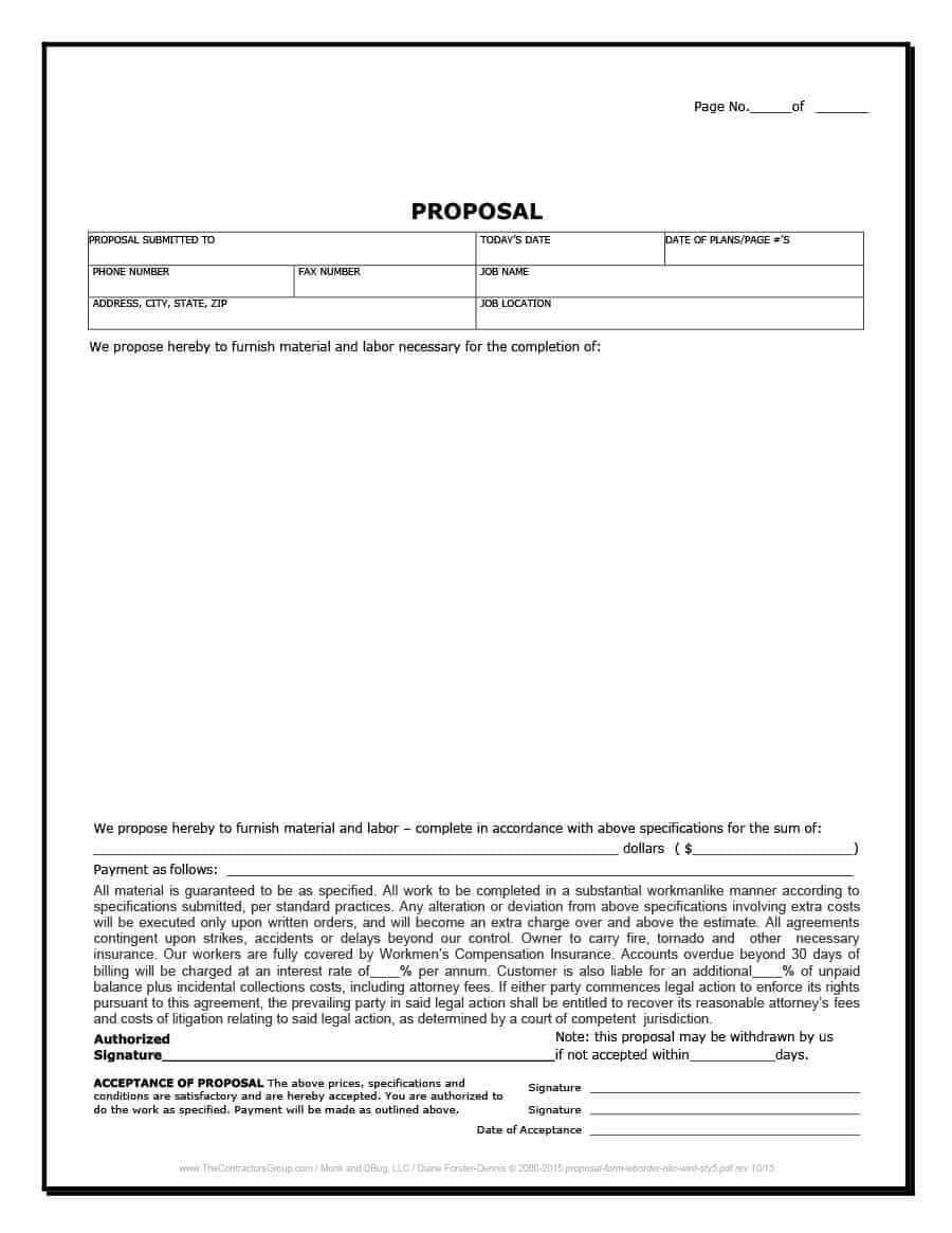 31 Construction Proposal Template & Construction Bid Forms Regarding Free Construction Proposal Template Word