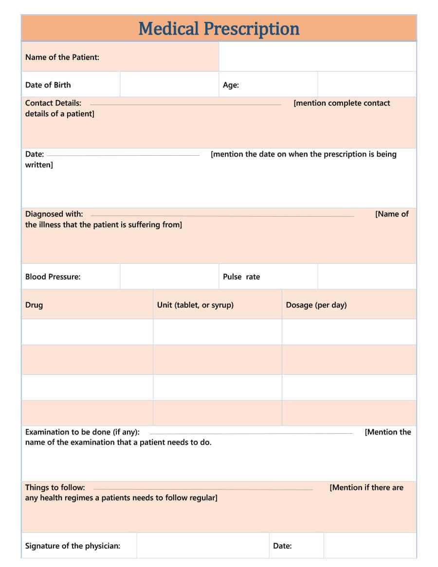 32 Real & Fake Prescription Templates – Printable Templates For Blank Prescription Pad Template