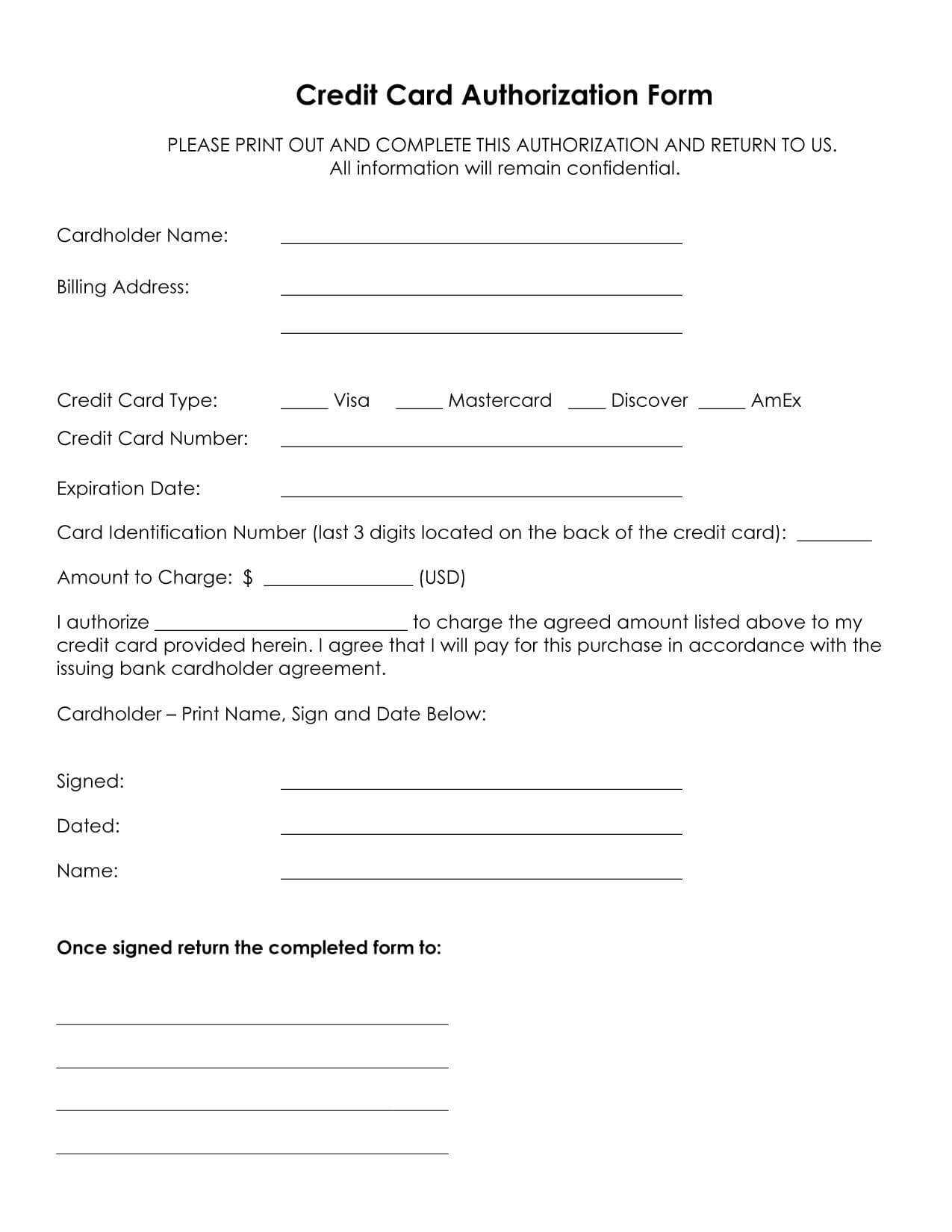 33+ Credit Card Authorization Form Template Download (Pdf, Word) In Hotel Credit Card Authorization Form Template