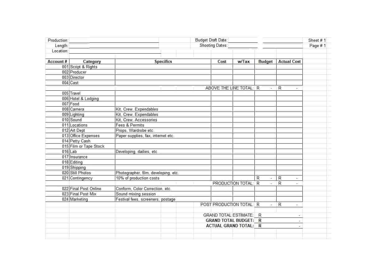 33 Free Film Budget Templates (Excel, Word) ᐅ Template Lab Intended For Sound Report Template