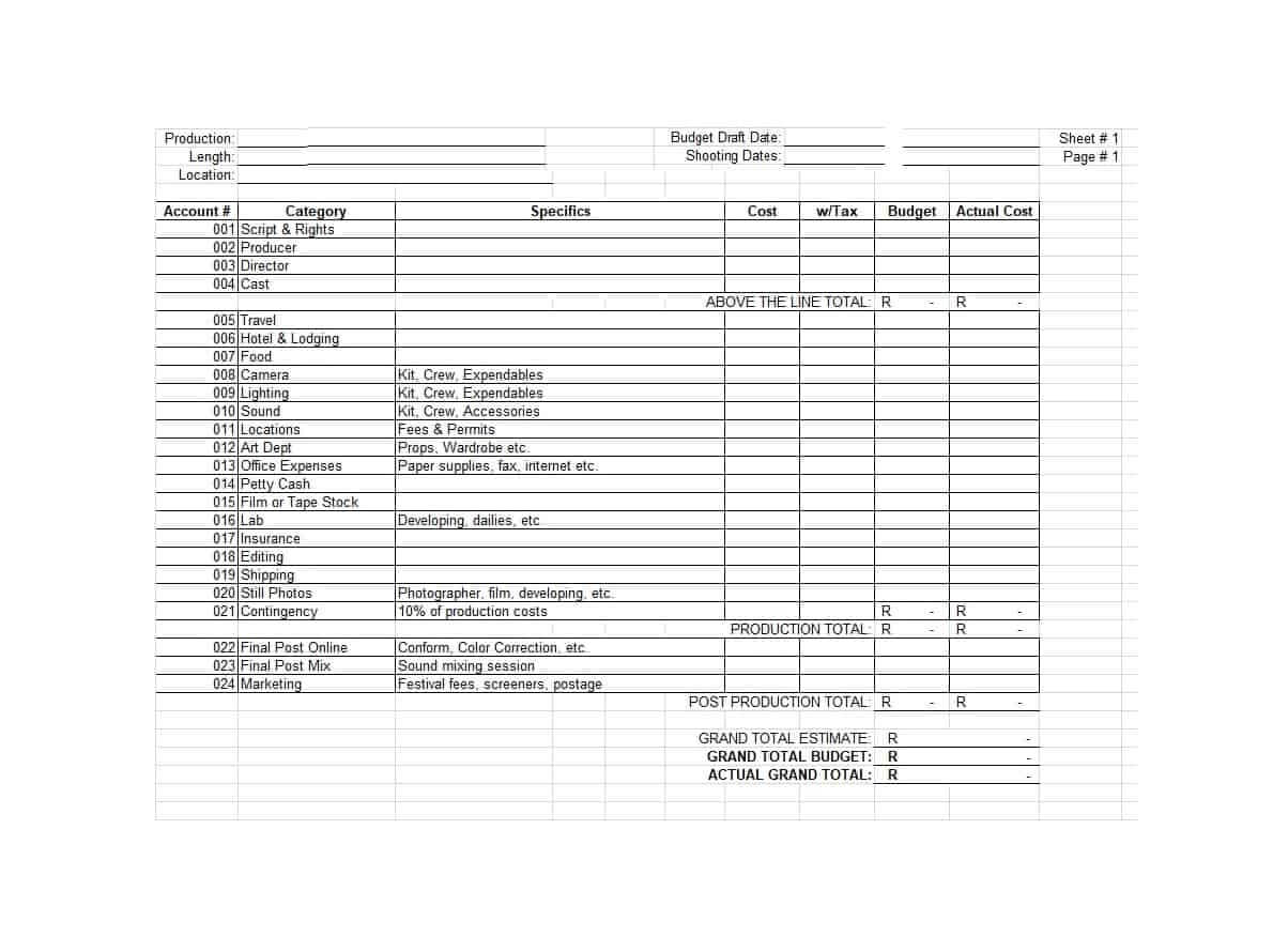 33 Free Film Budget Templates (Excel, Word) ᐅ Template Lab Throughout Shooting Script Template Word