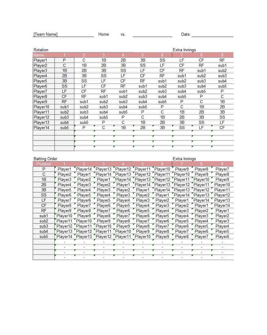 33 Printable Baseball Lineup Templates [Free Download] ᐅ In Dugout Lineup Card Template