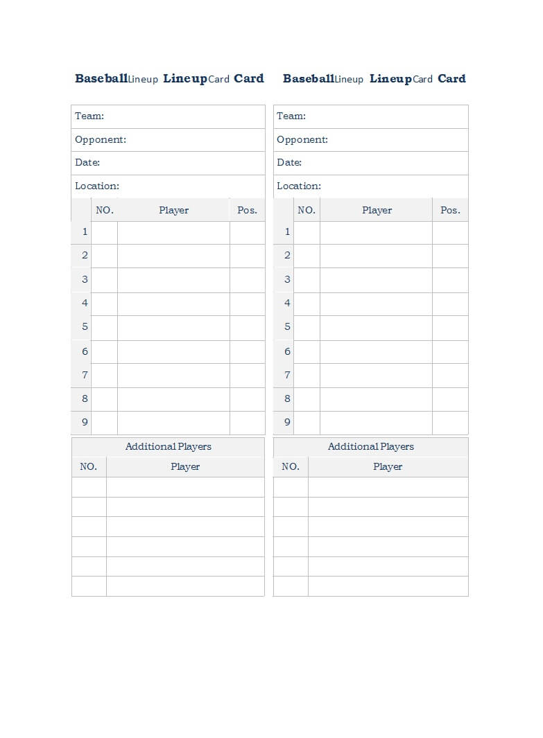 33 Printable Baseball Lineup Templates [Free Download] ᐅ Inside Softball Lineup Card Template